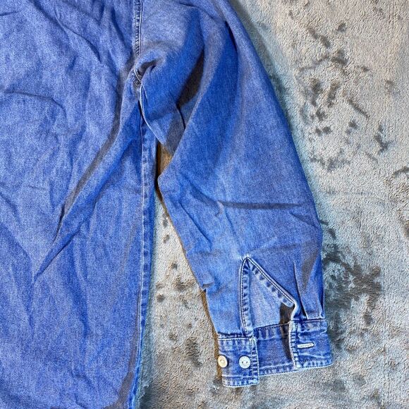 Christmas Snowflakes, Denim, Women's, Large, Button Front Blouse, C-3 - Picture 7 of 9